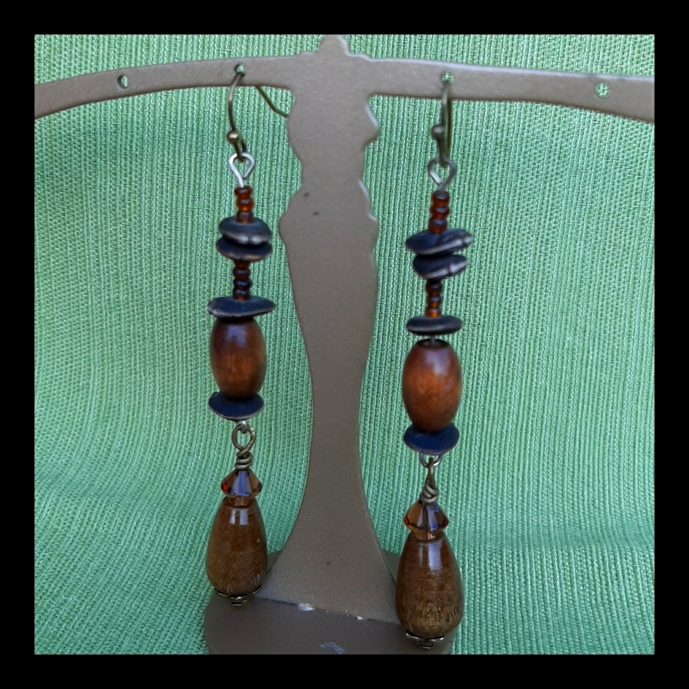 Reclaimed,  Hand crafted wooden earrings